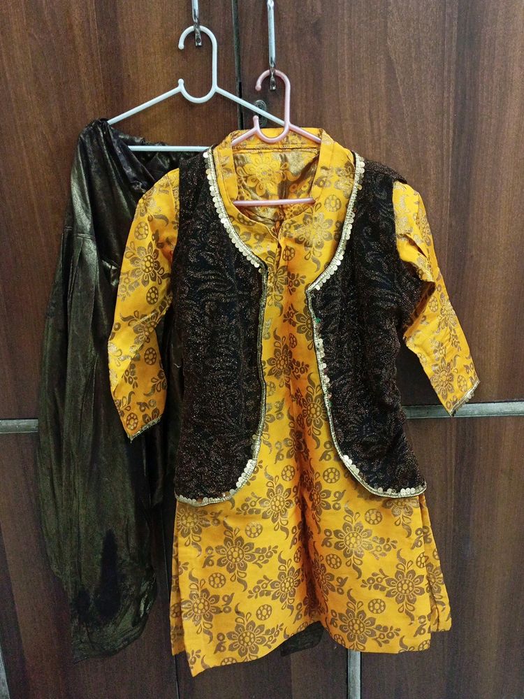 Copper And Yellow Patiala Suit