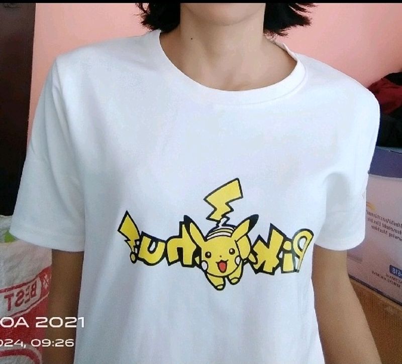 White Cute Picachu T Shirts