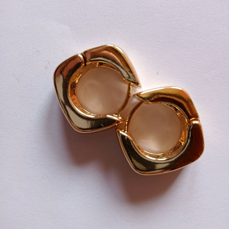 Chunky Square Gold Plated Hoops