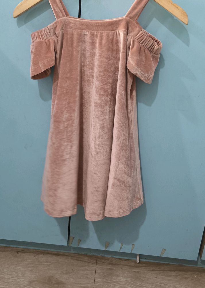 Peach Velvet Dress