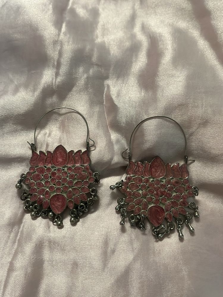 Lotus Shaped Pink Vintage Earrings