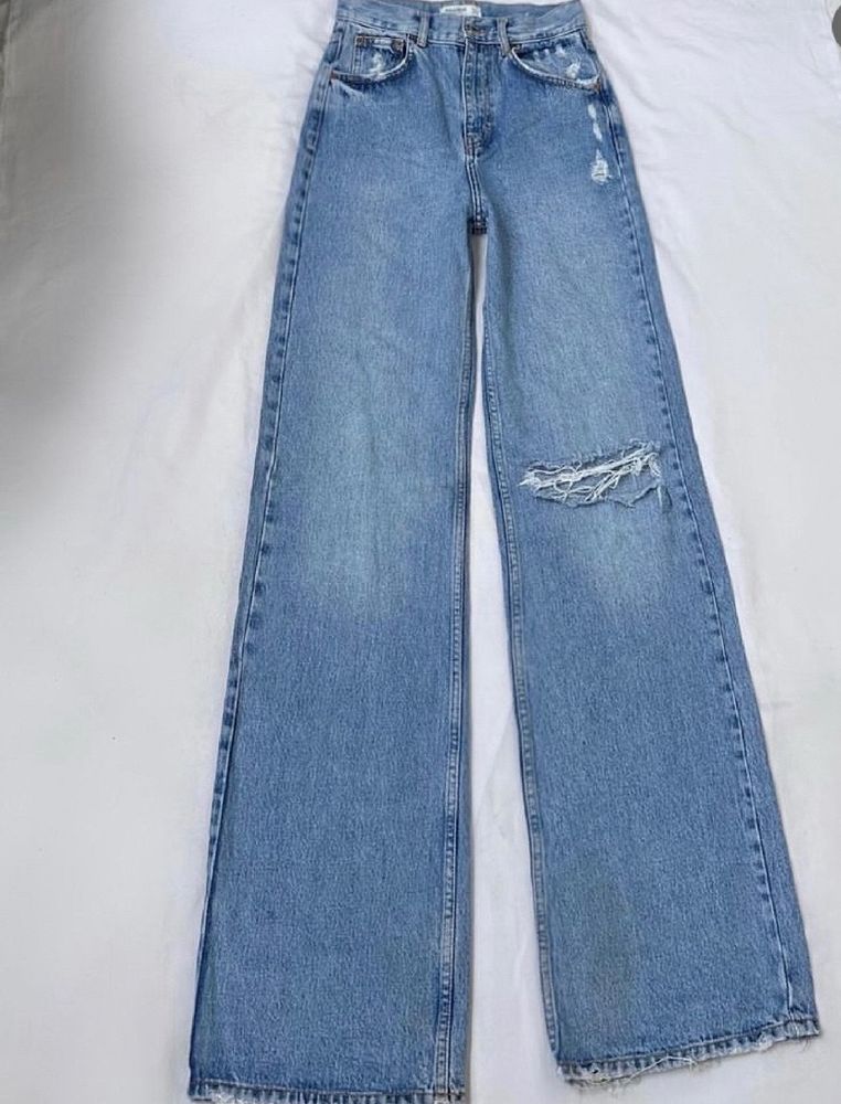 H&M Ripped Wide Leg Jeans