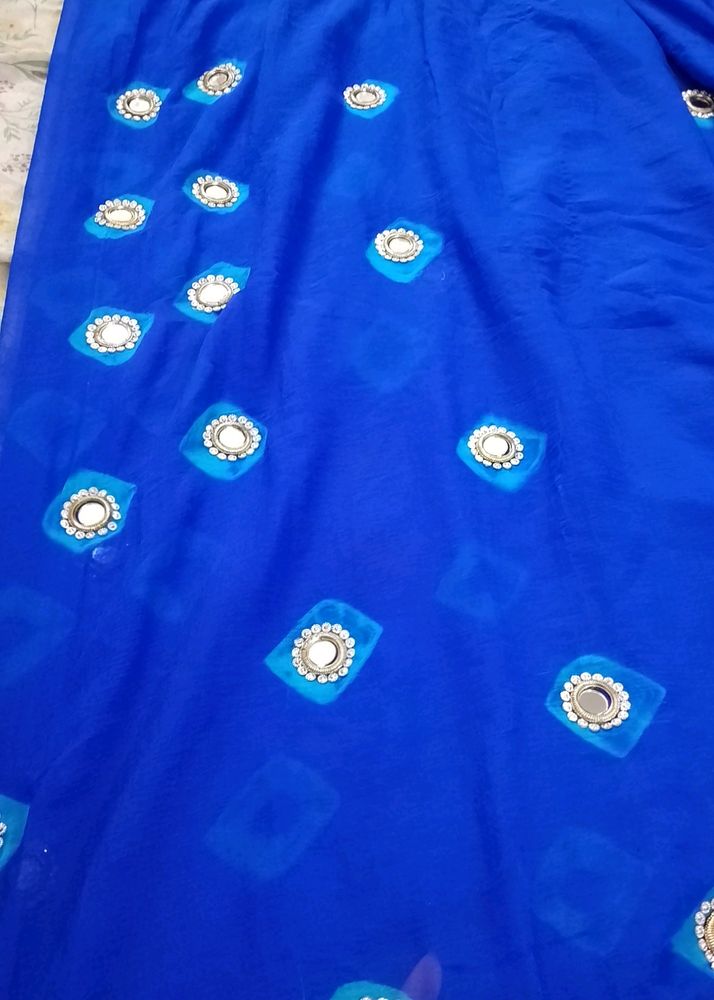 Jaipuri Saree With Blouse Royal Blue