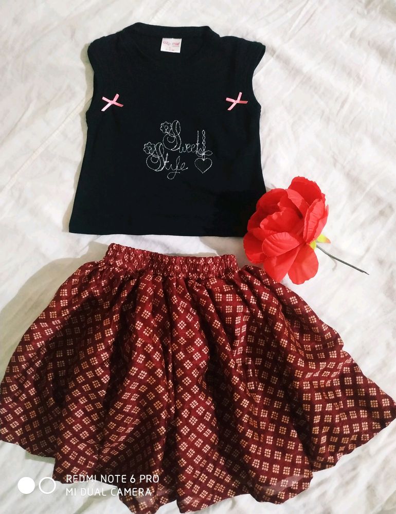 Kids Skirt Nd Top Set