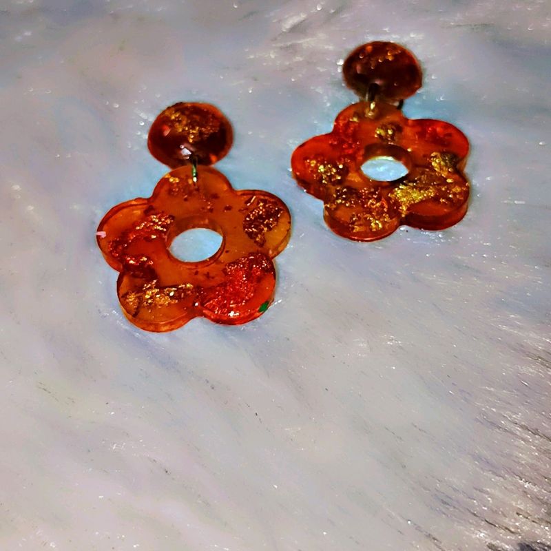 Beautifull Elegant Resin Flower Earing