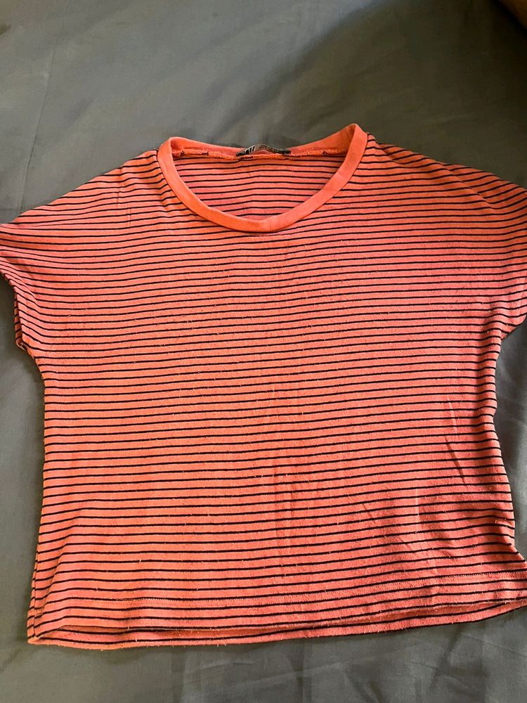 Zara Crop Top Coral Color