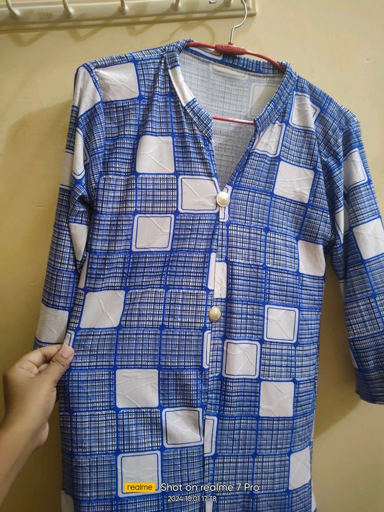 Blue & White Kurta