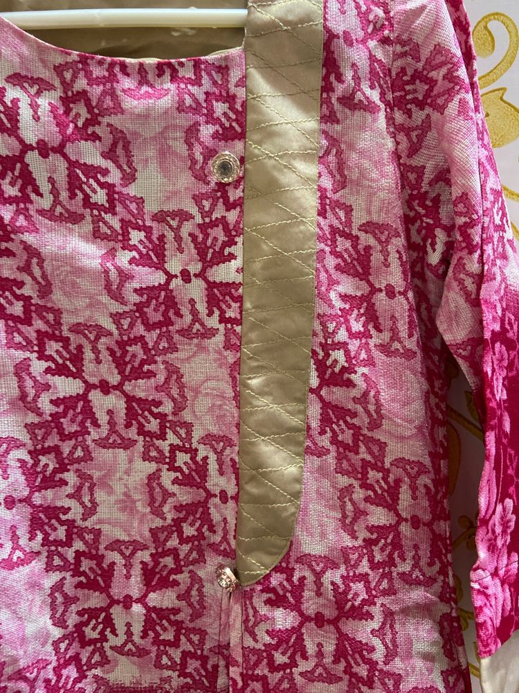 Pink Golden Kurti