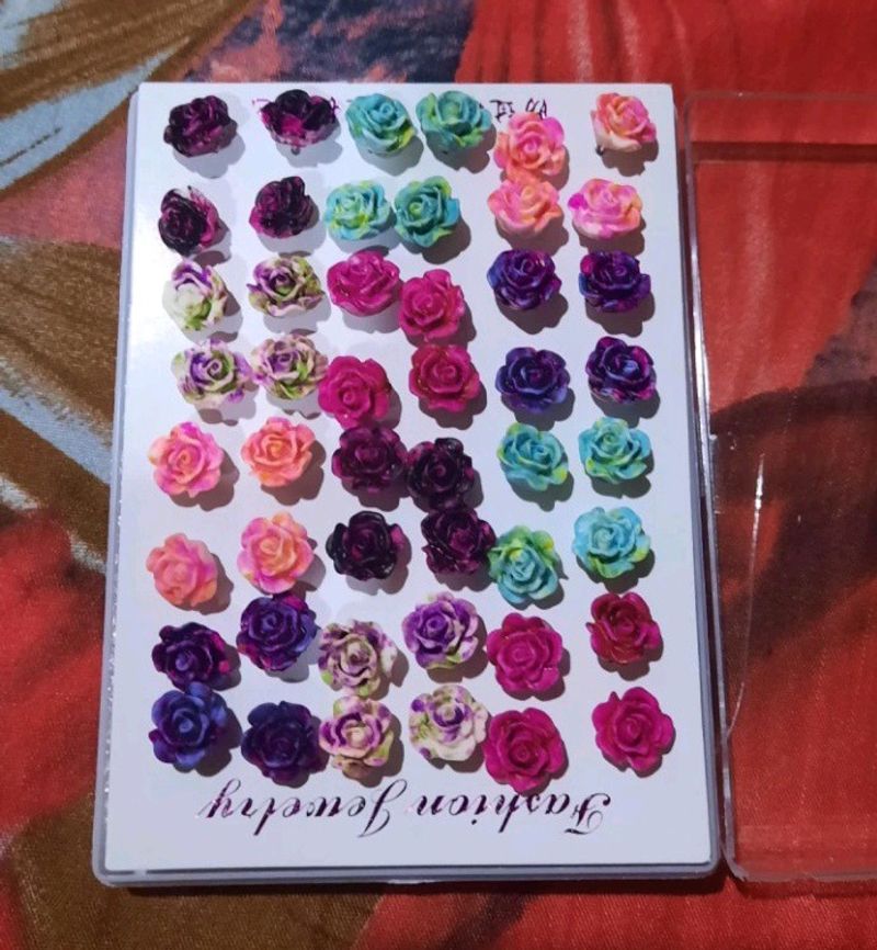 Flowers Earrings Stud Set Of 24.