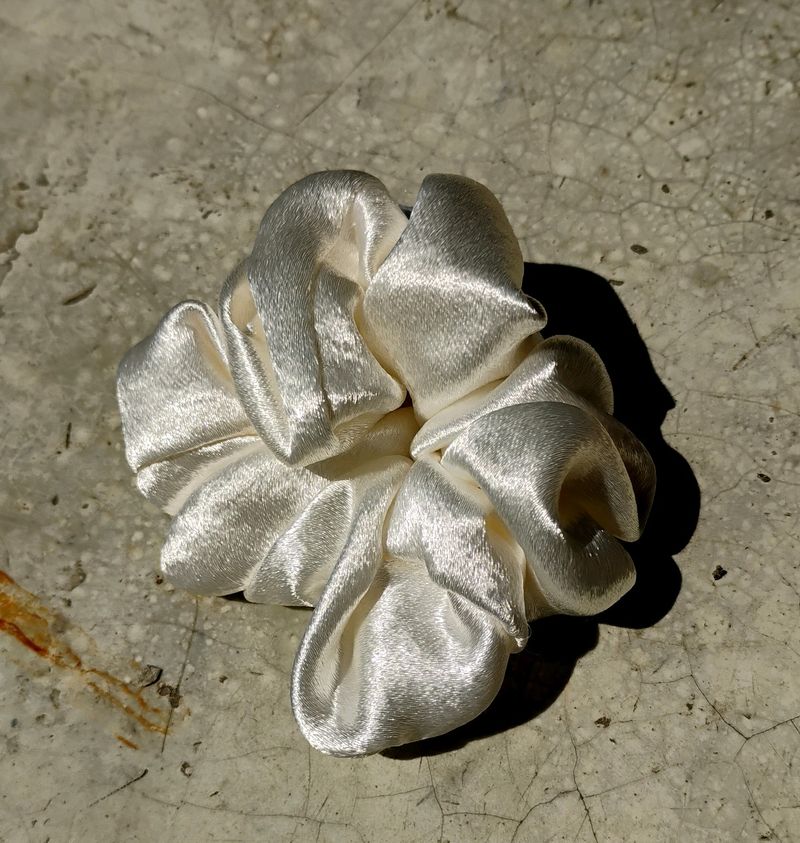 Shiny White Scrunchy Or Rubber Band.