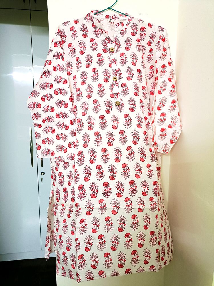 COTTON tunic With Jaipuri Bangru Print Stitched