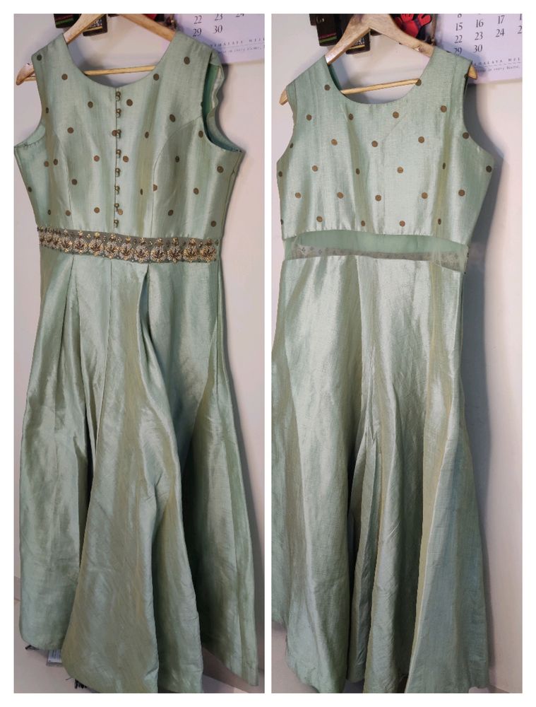 Full Length Kurta Green Sleeveless