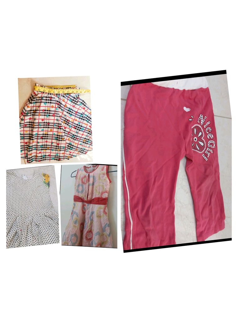 4dress 2Cotton Frock&1skirt 1 PantUsed