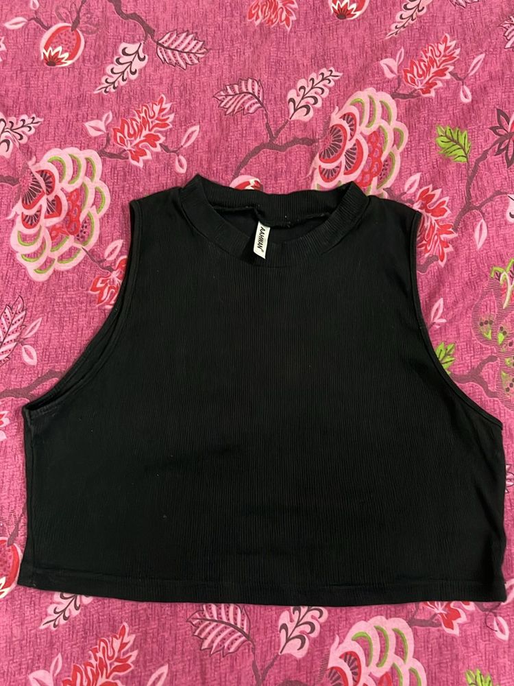 Aahwan Casual Sleeveless Solid Women Black Top