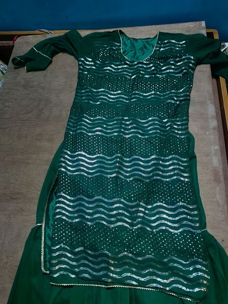 Green Kurti With Palazzo