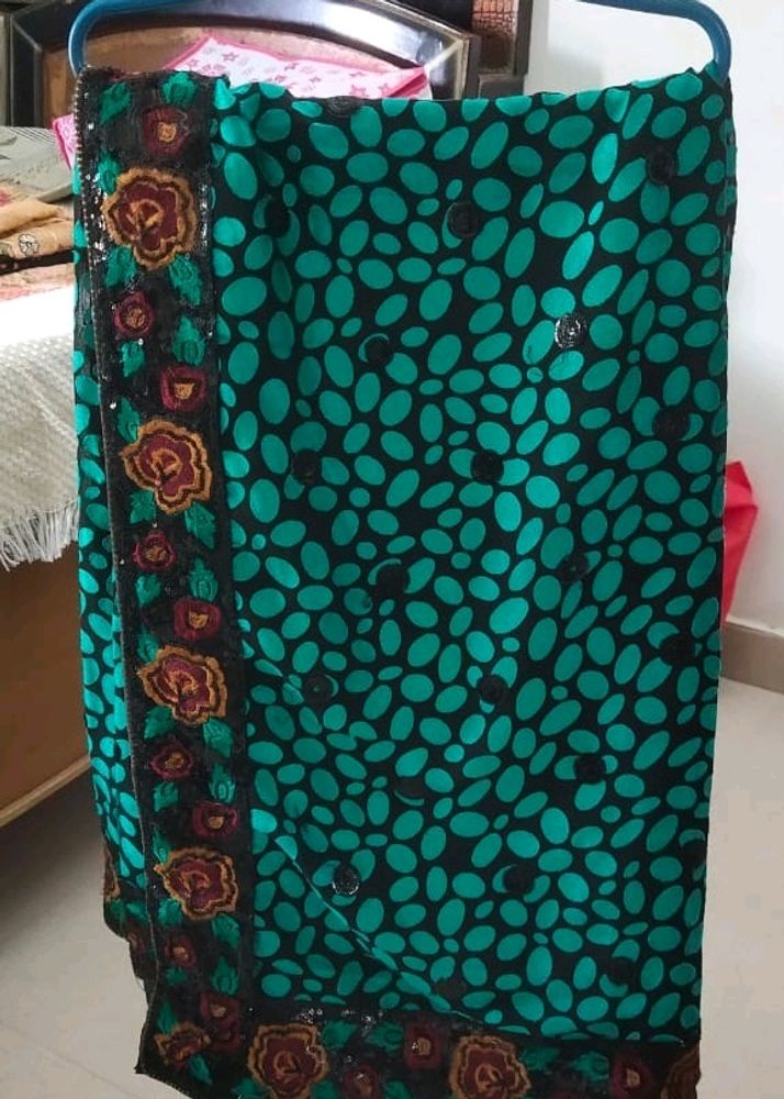 Green Heavy Border Saree