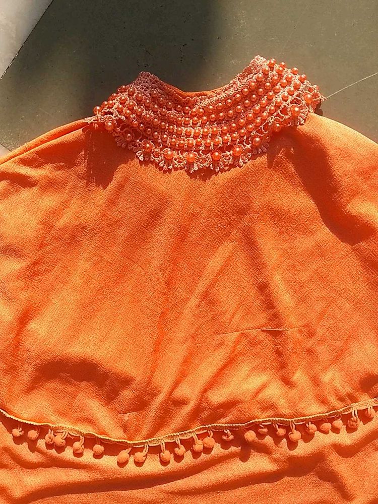 High Neck Pearl Coral Top