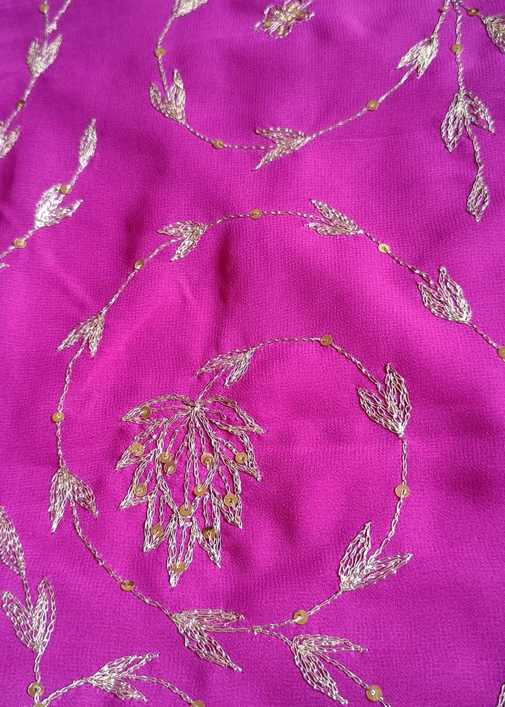 Purple Saree With Copper Work And Border