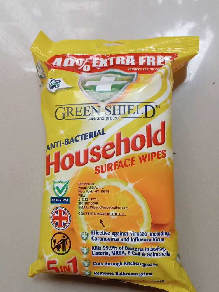 AntiBacterial Household Wipes With Lemon Fragrance