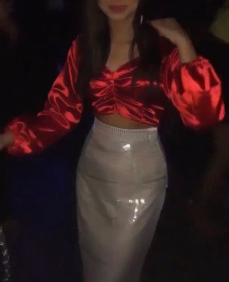 Red Satin Crop Top