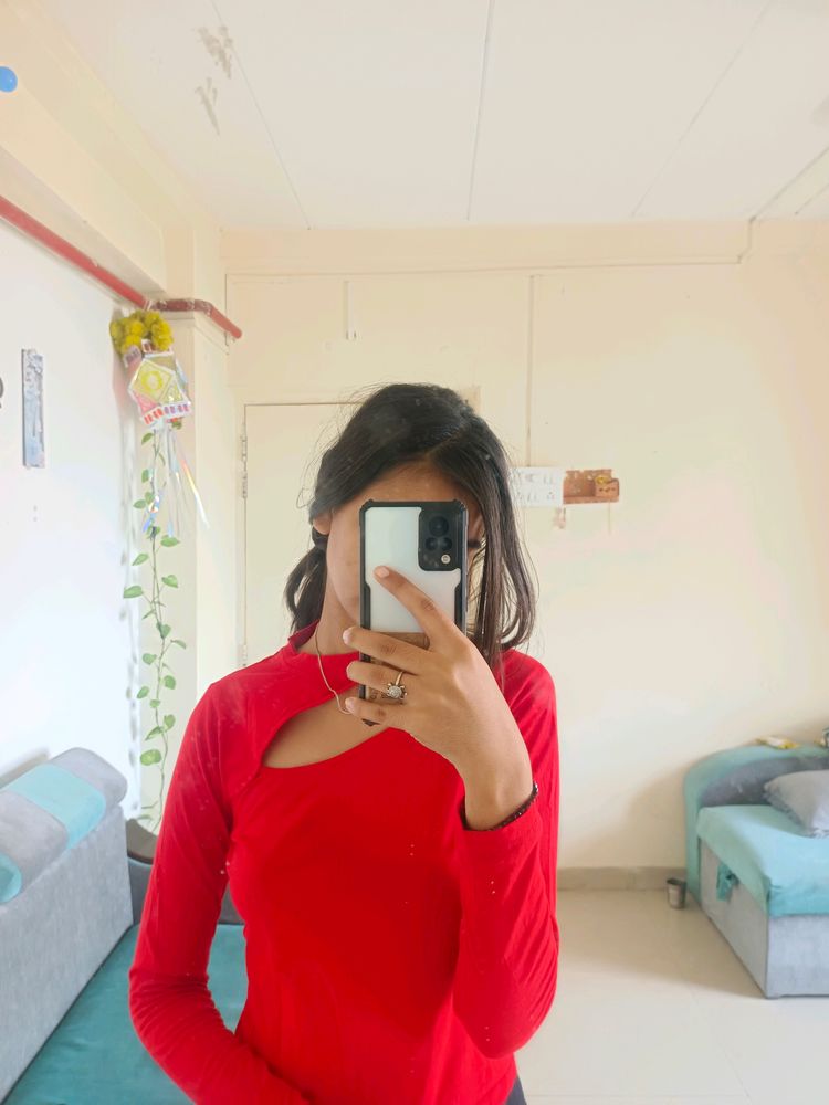Red Colour Crop Top