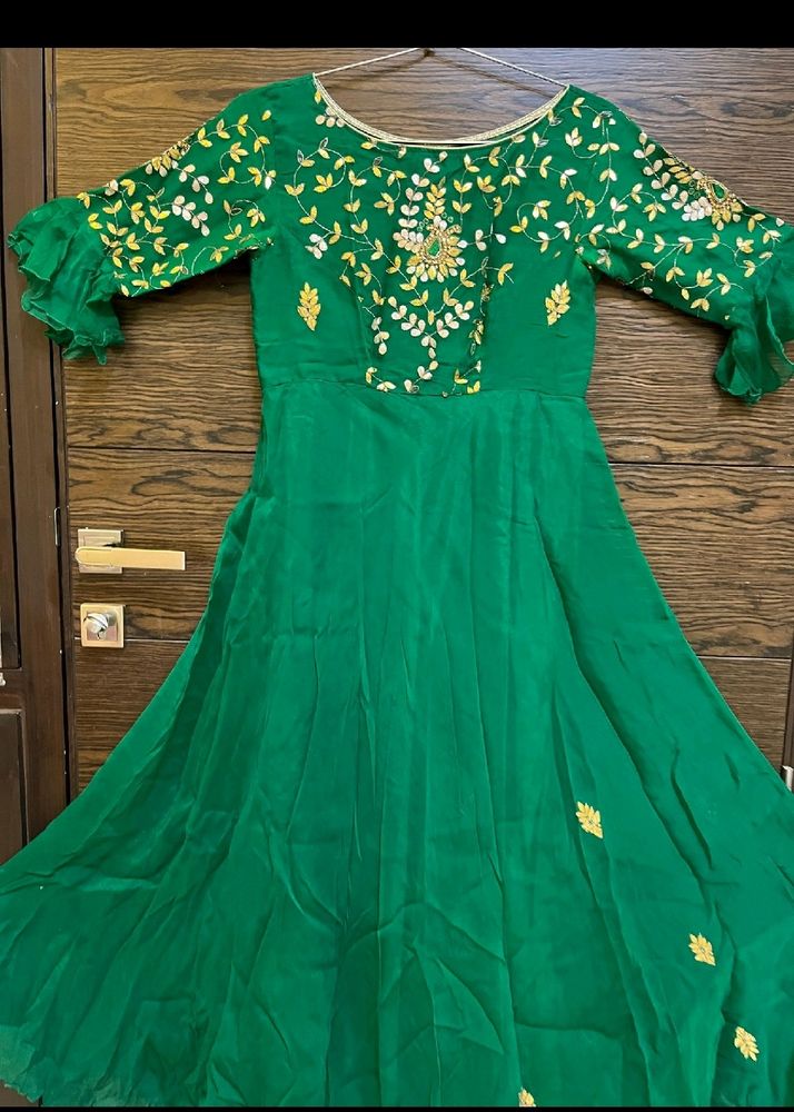 Price Dropped!!Green Gota Patti Heavy Gown