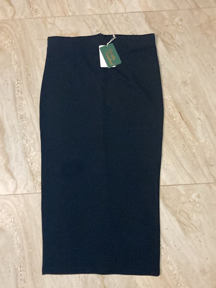 Purple Feather Black Pencil Skirt Below Knee Lengt