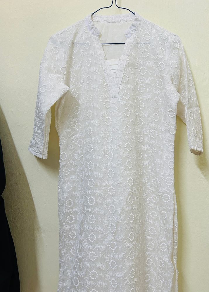 Off White Embroidery Kurti