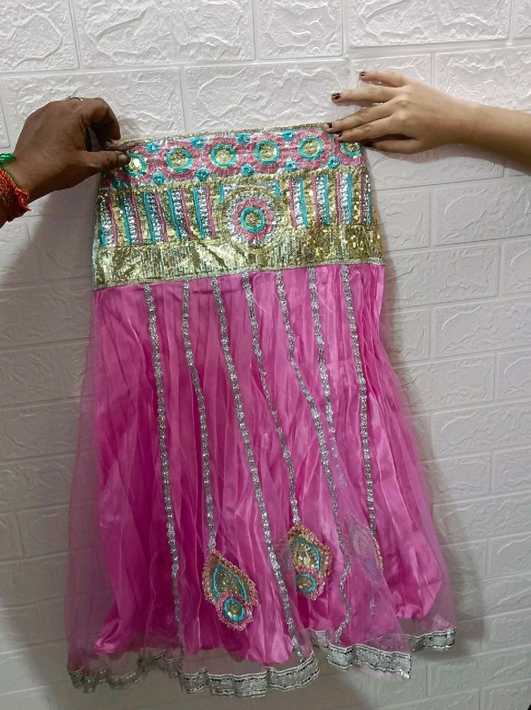 Beautiful Small Girls Pink Net Lehenga Choli