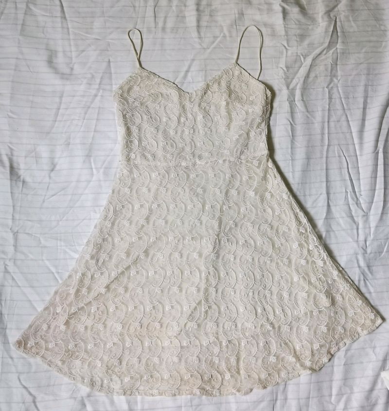 Mango Lace White Dress