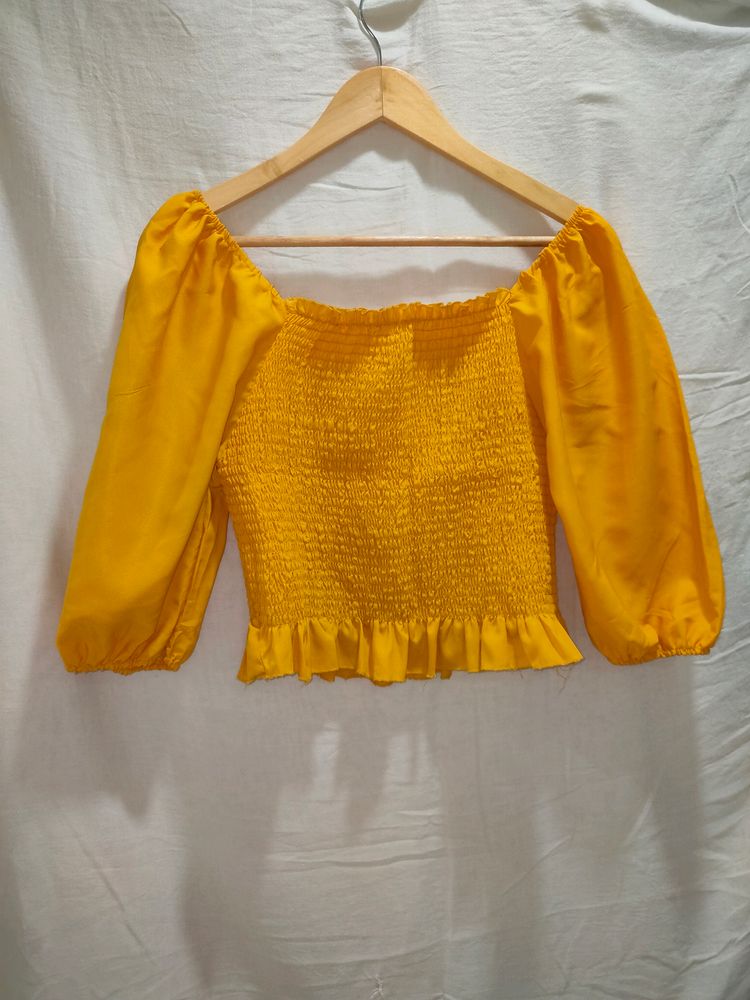 Yellow Mustard Crop Top (Stretchable)