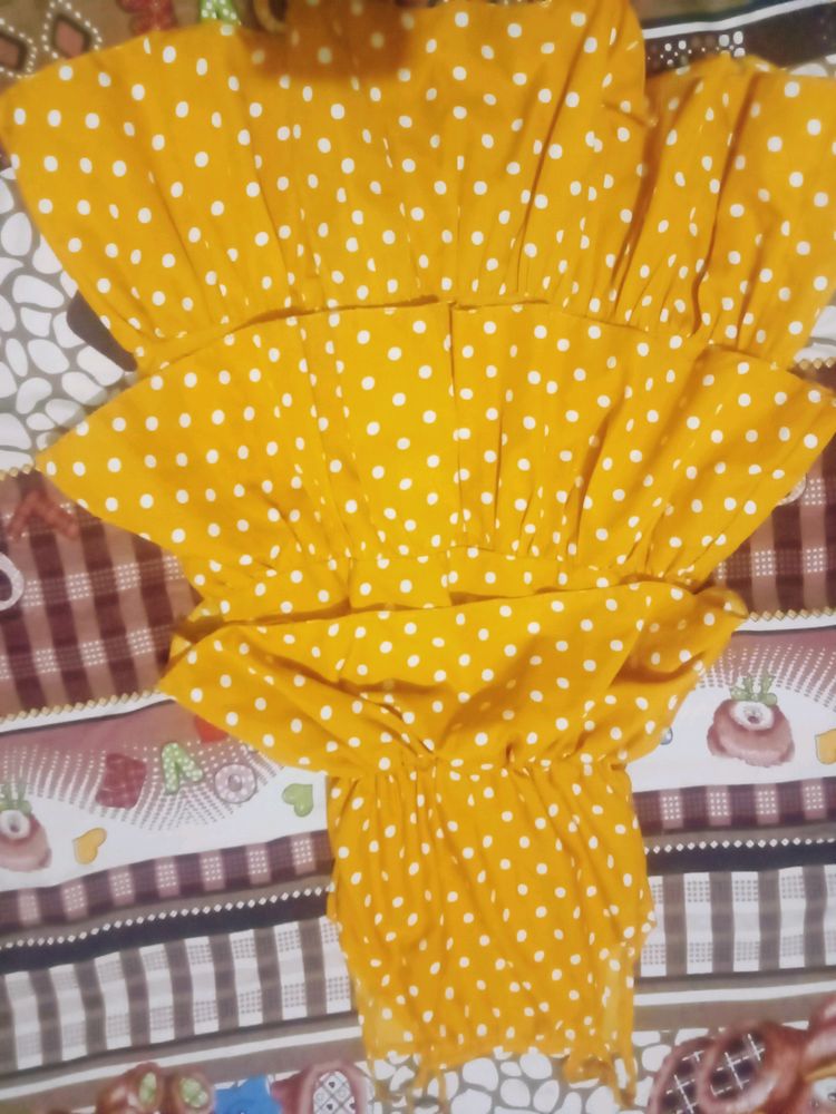 Mustard Colour Frilled Frock For girls