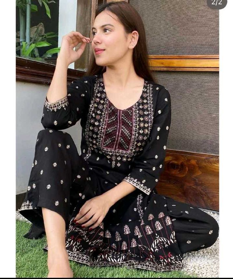 Pretty Black 🖤 Kurta , Pant , Dupatta Set