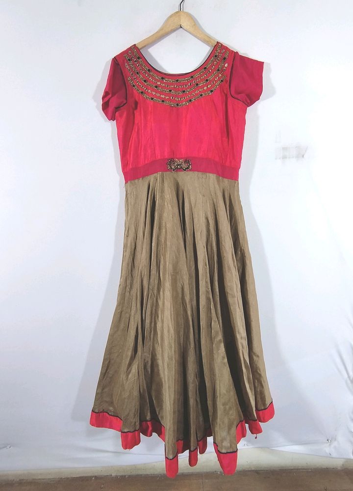 Women Red And Beige Gown