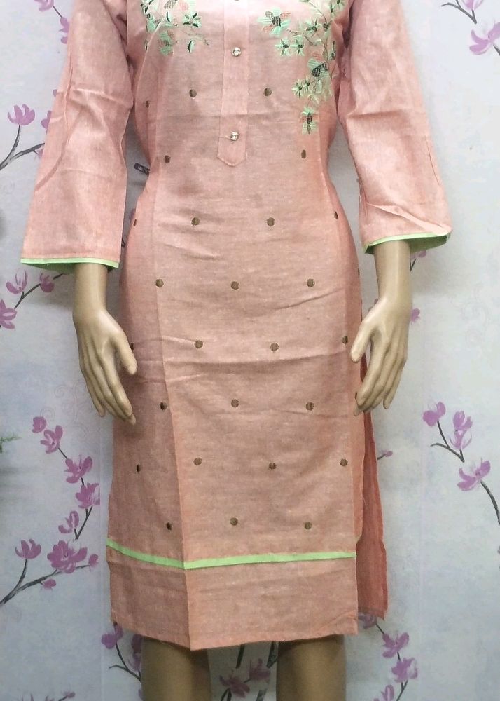 Kurti pink 1 piece attractive embroidery fancy