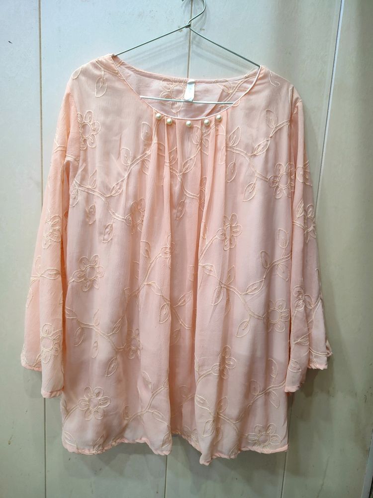 Stylish Peach Embroidery Top (Women)