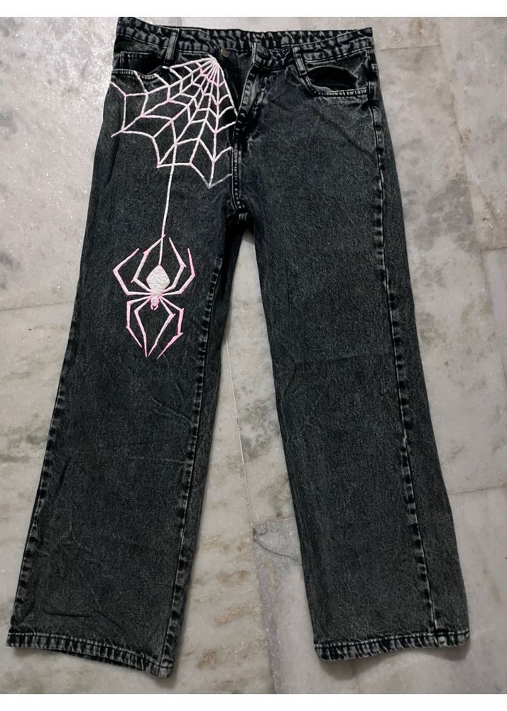 Hand Painted Spider Jeans