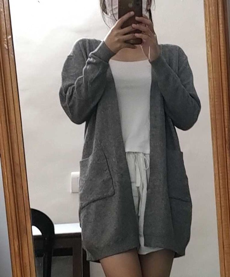 Grey Open Cardigan