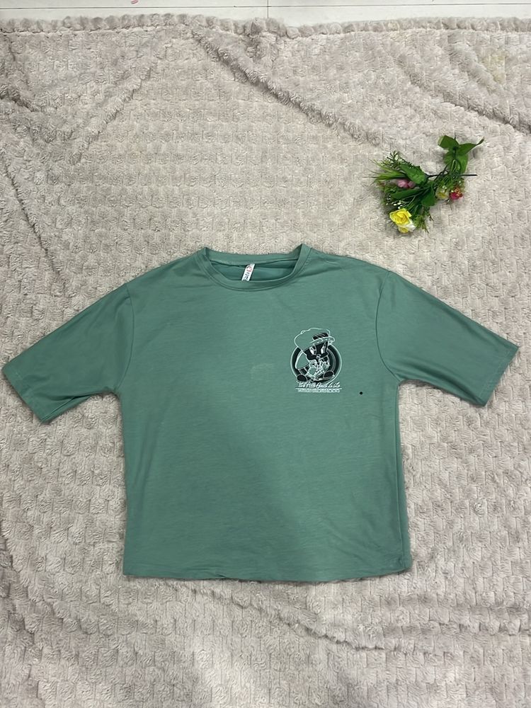 Green Crop Oversize T-shirt