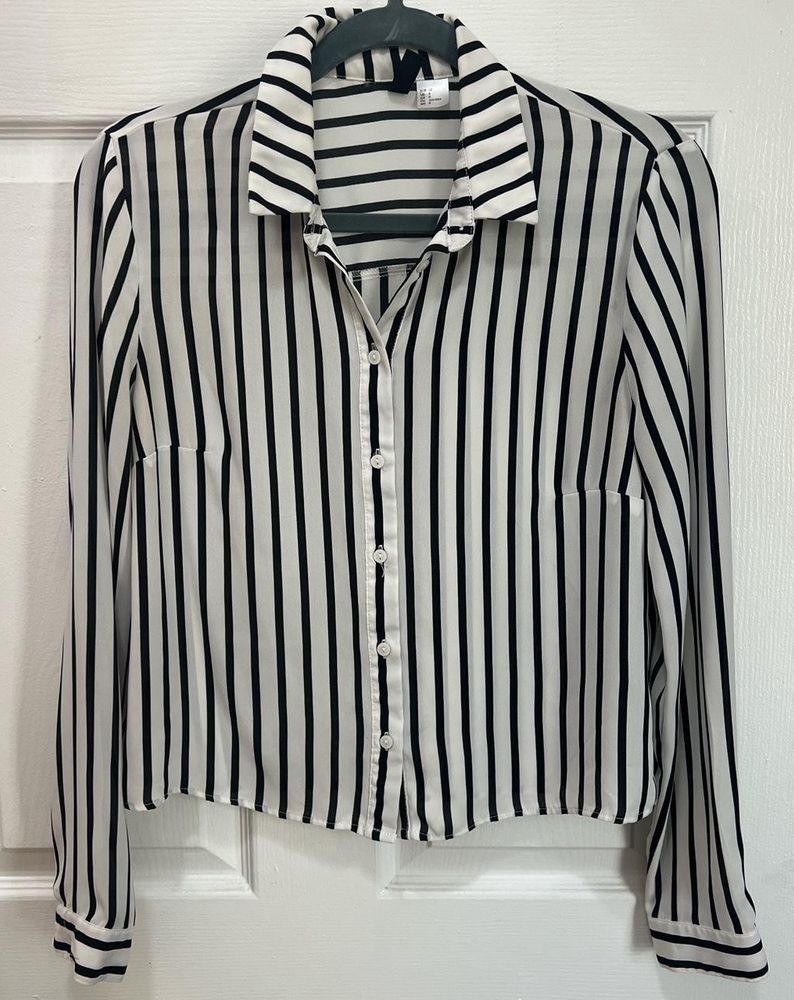 H&M White Stripped Shirt