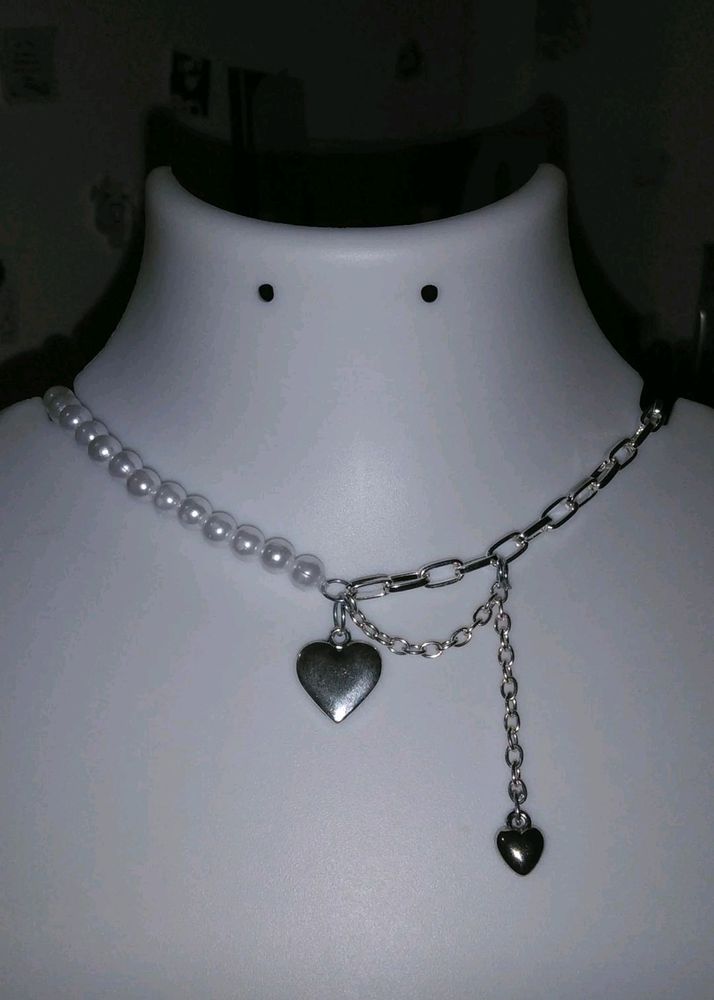 punk heart chained necklace