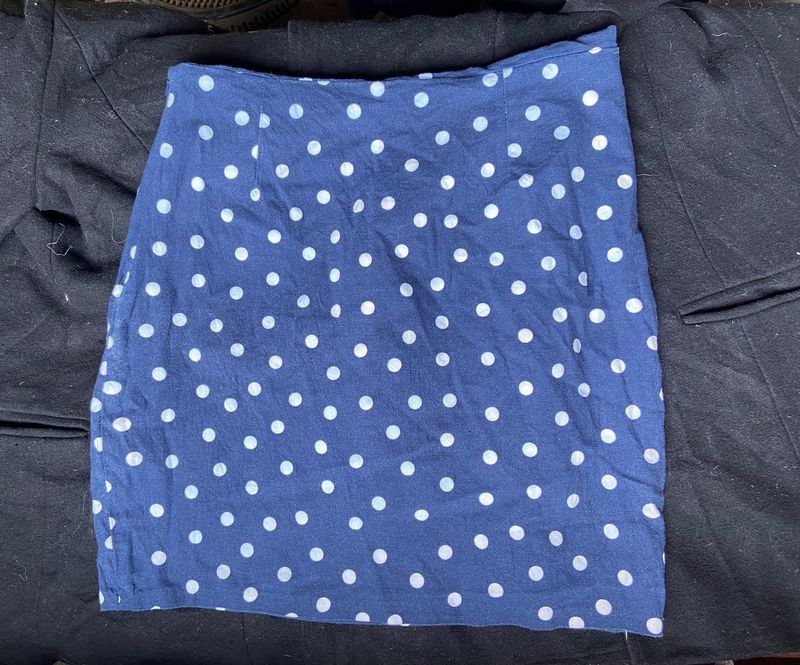 Blue Polka Dot Mini Skirt