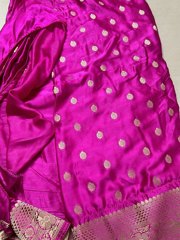 Gajji Silk Saree With Blouse 38 Siz Hot Pink Colou