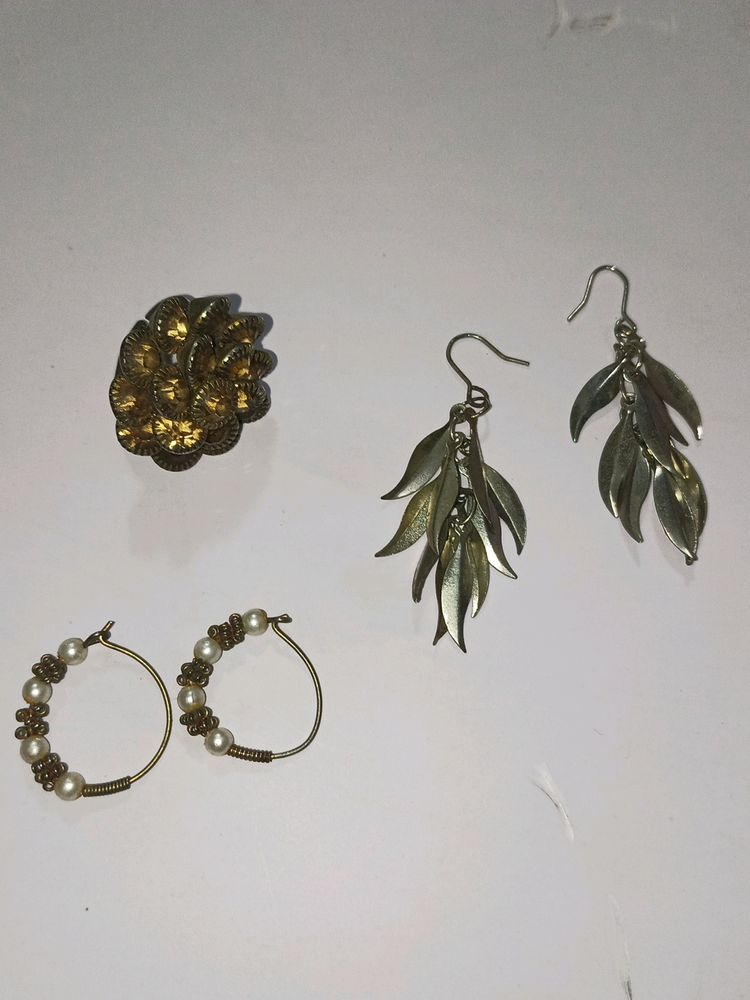 combo of earrings and one ring