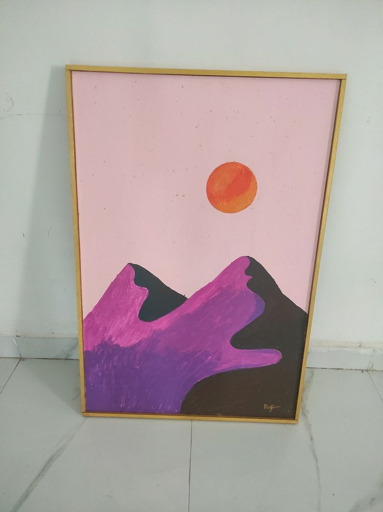 Handmade Sun & Hills Original Painting