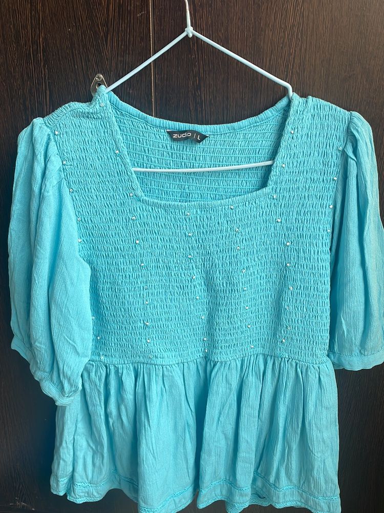 Cyan Peplum Top