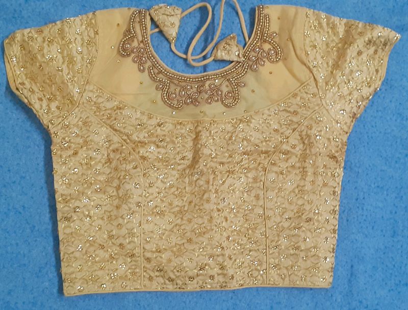 New Golden Net Blouse With Heavy Work