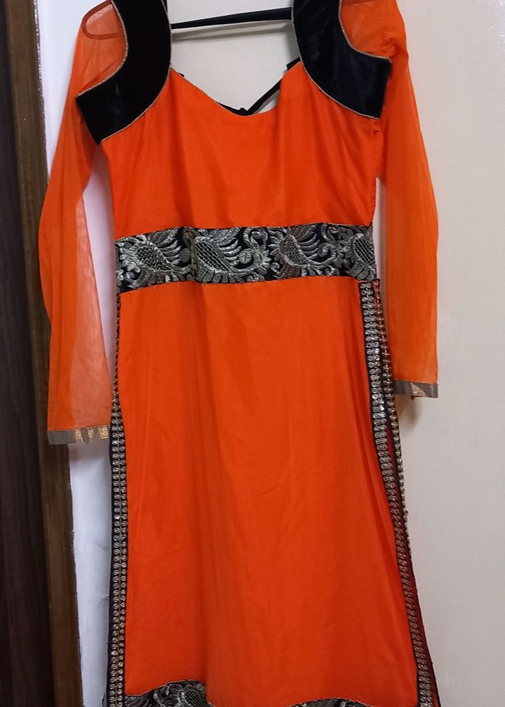 Elegant Ethenic Dress Orange/coral