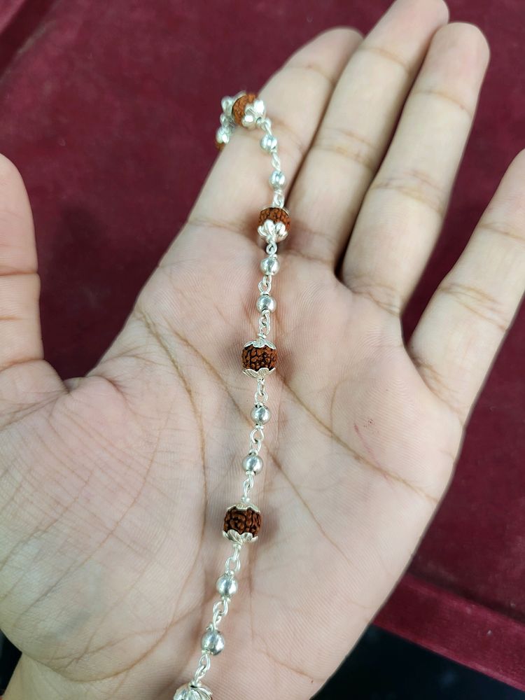 Silver Rudraksh Rakhi Bracelet