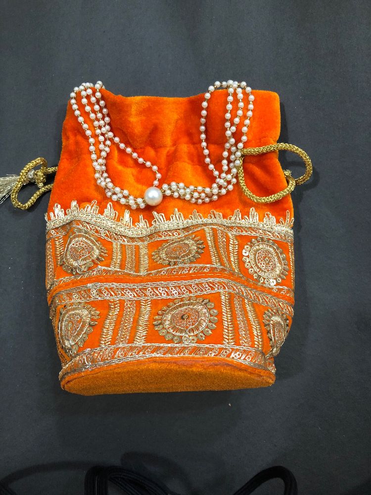 Orange Potli Bag